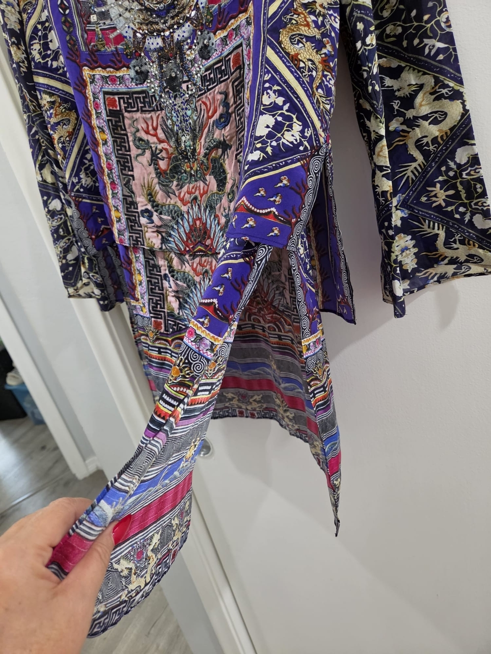 Camilla Purple Multicolor Embellished Long Sleeve Tunic Dress - Picture 8 of 8